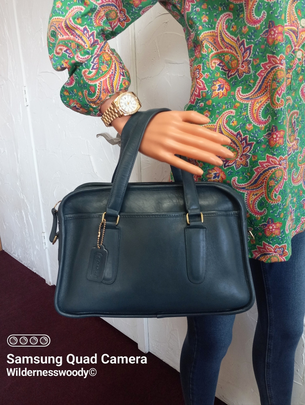 Coach Vintage Skinny Flight Bag, 1980s, NYC, Ocean Blue, Medium Color Blue - Picture 14 of 16